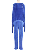 1980s Ian & Marcel Deep Teal Plisse Pleat Jumpsuit Ensemble Suit arcadeshops.com