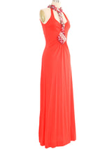 1970s Loris Azzaro Beaded Bib Accented Halter Dress Dress arcadeshops.com