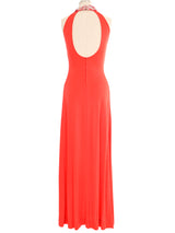 1970s Loris Azzaro Beaded Bib Accented Halter Dress Dress arcadeshops.com