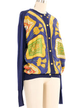 Hermes Baroque Silk Scarf Panel Cardigan Jacket arcadeshops.com