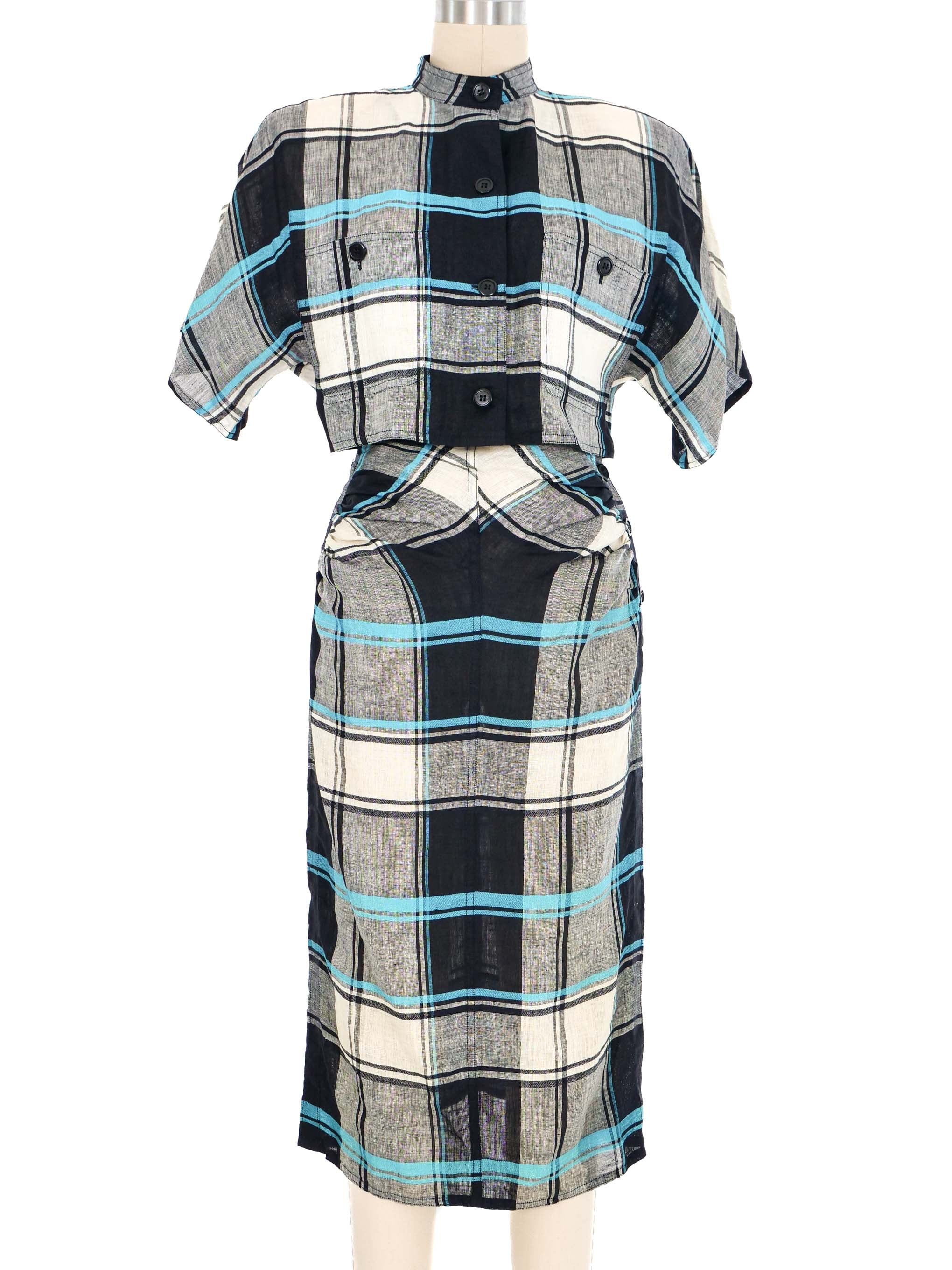 Gucci Plaid Linen Midriff Dress