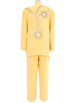 Lillie Rubin Sequin Embellished Butter Yellow Four Piece Suit Suit arcadeshops.com