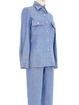 Rhinestone Embellished Chambray Ensemble Suit arcadeshops.com