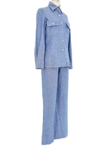 Rhinestone Embellished Chambray Ensemble Suit arcadeshops.com