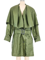 Issey Miyake Green Oversized Lapel Cropped Trench Coat Jacket arcadeshops.com