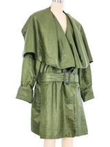Issey Miyake Green Oversized Lapel Cropped Trench Coat Jacket arcadeshops.com
