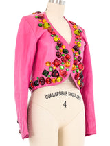 1990 Yves Saint Laurent Embellished Leather Jacket Jacket arcadeshops.com