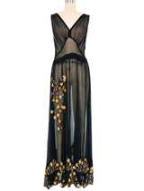 1920s Embroidered Sheer Chiffon Slip Dress Dress arcadeshops.com