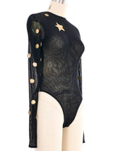 Giorgio di Sant'Angelo Copper Disc Accented Mesh Bodysuit Suit arcadeshops.com