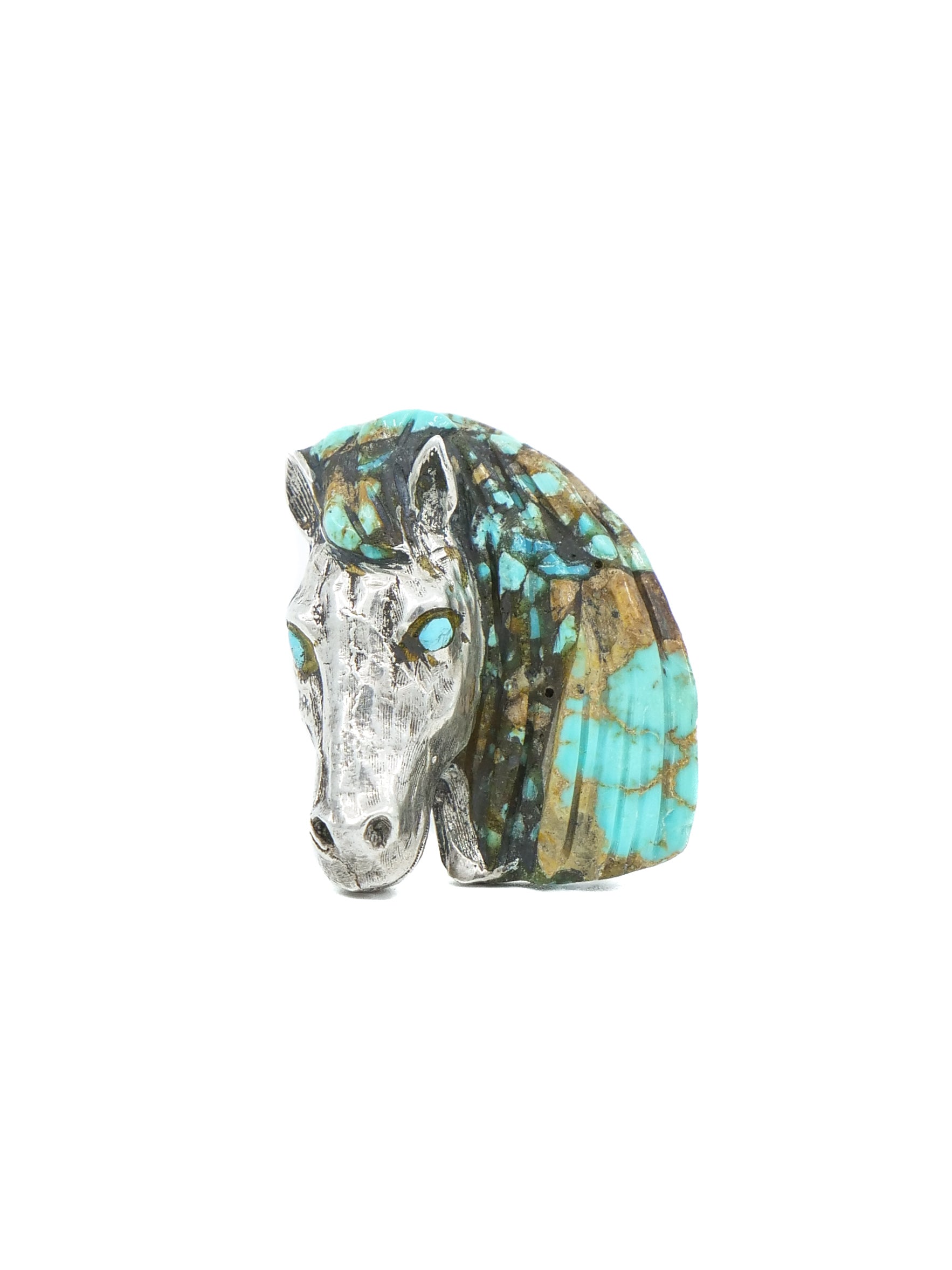 Johnny Blue Jay Sterling Turquoise Horse Head Ring display picture 1