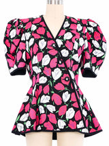 1980s Tulip Print Short Sleeve Jacket Jacket arcadeshops.com