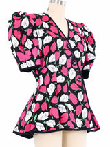 1980s Tulip Print Short Sleeve Jacket Jacket arcadeshops.com