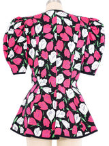 1980s Tulip Print Short Sleeve Jacket Jacket arcadeshops.com