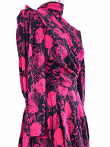 Ungaro Black And Fuschia Floral Cocktail Dress Dress arcadeshops.com