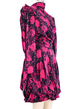 Ungaro Black And Fuschia Floral Cocktail Dress Dress arcadeshops.com