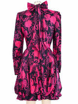 Ungaro Black And Fuschia Floral Cocktail Dress Dress arcadeshops.com
