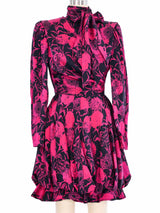 Ungaro Black And Fuschia Floral Cocktail Dress Dress arcadeshops.com