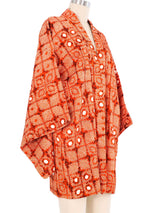 Burnt Orange Mosaic Shibori Kimono Jacket arcadeshops.com