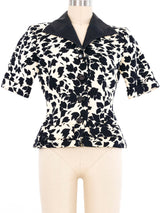 Yves Saint Laurent Cream Short Sleeve Floral Jacket Jacket arcadeshops.com