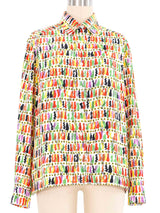 Celine Abstract Print Blouse Top arcadeshops.com