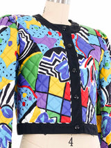 1980s Geometric Quilted Crop Jacket Jacket arcadeshops.com