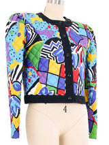 1980s Geometric Quilted Crop Jacket Jacket arcadeshops.com