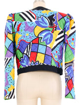 1980s Geometric Quilted Crop Jacket Jacket arcadeshops.com