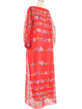 Giorgio di Sant'Angelo Red Floral Chiffon Maxi Dress Dress arcadeshops.com