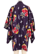 Dark Purple Floral Motif Kimono Jacket arcadeshops.com