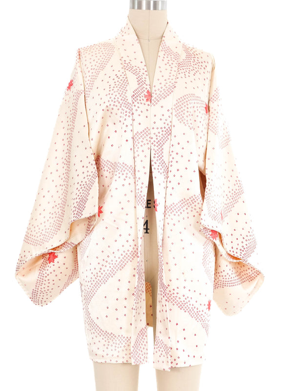 Cream Geometric Satin Kimono
