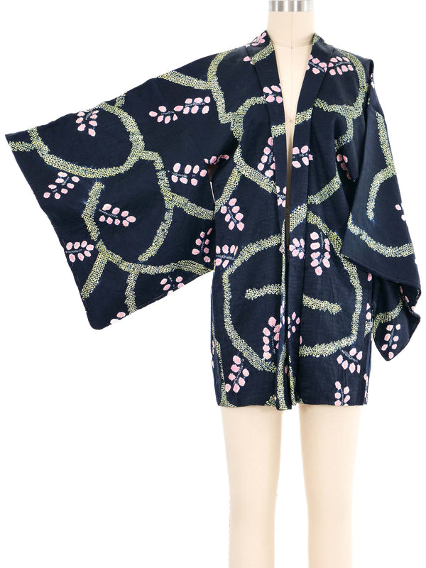 Black And Pink Shibori Kimono