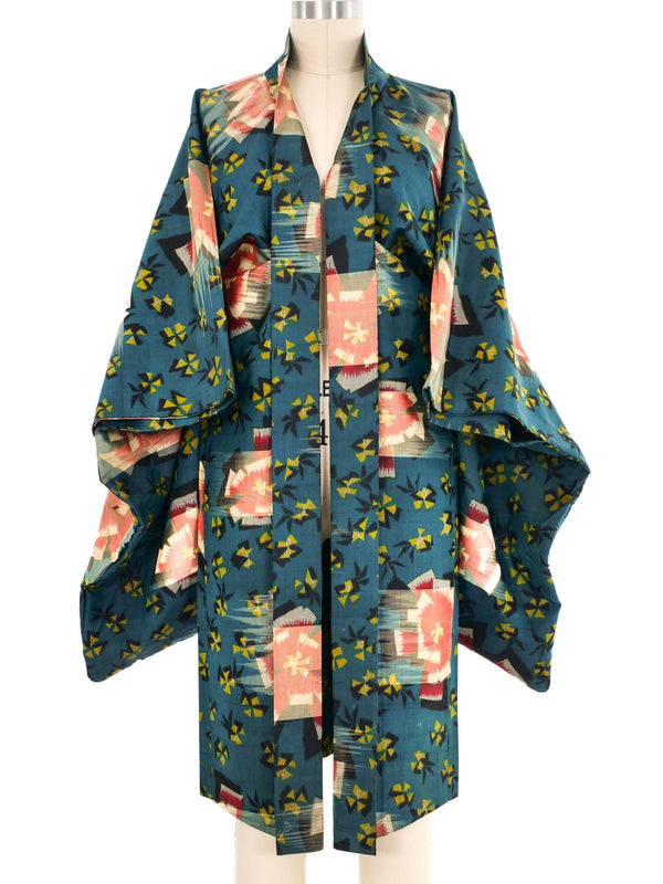 Teal Ikat Kimono