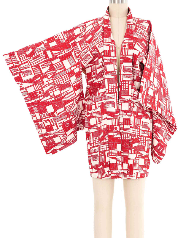 Red Geometric Kimono