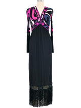 Emilio Pucci Fringe Trimmed Printed Jersey Dress Dress arcadeshops.com