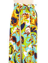 1970s Printed Split Maxi Skirt Bottom arcadeshops.com