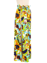 1970s Printed Split Maxi Skirt Bottom arcadeshops.com