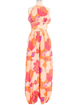 1970s Bill Tice Printed Silk Harem Pant Jumpsuit Jumpsuit arcadeshops.com