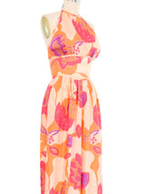 1970s Bill Tice Printed Silk Harem Pant Jumpsuit Jumpsuit arcadeshops.com