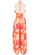 1970s Bill Tice Printed Silk Harem Pant Jumpsuit Jumpsuit arcadeshops.com