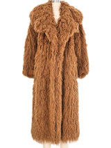 Brown Yarn Shag Maxi Coat Outerwear arcadeshops.com