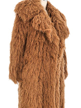 Brown Yarn Shag Maxi Coat Outerwear arcadeshops.com