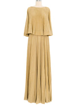 1970s Donald Brooks Gold Lurex Accordion Pleat Dress Dress arcadeshops.com