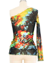 2000 Jean Paul Gaultier Tropical Acid Trip One Sleeve Mesh Top Top arcadeshops.com