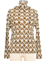 Issey Miyake Leaf Print Pleated Top Top arcadeshops.com