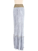 Mary McFadden Periwinkle Plisse Fringed Skirt Ensemble Dress arcadeshops.com