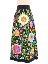 1960s Hand Embroidered Floral Raffia Skirt Bottom arcadeshops.com