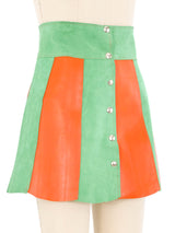 Seafoam And Orange Colorblock Leather Mini Skirt Bottom arcadeshops.com