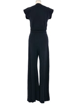 1970s Black Knit Belted Jumpsuit Jumpsuit arcadeshops.com