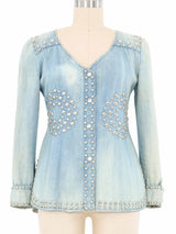 Studded Light Wash Denim Jacket Jacket arcadeshops.com