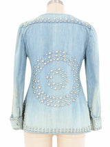 Studded Light Wash Denim Jacket Jacket arcadeshops.com